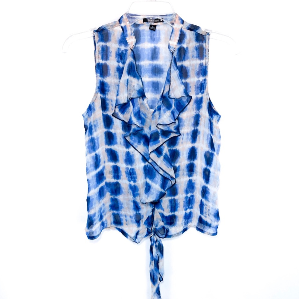 Heart Soul Ruffle V Neck Plaid Tie-Dye crop top S